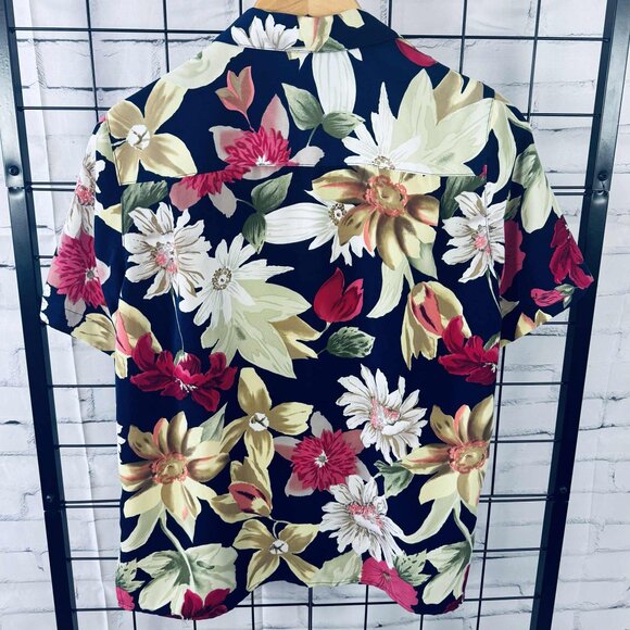 Alfred Dunner Floral Button-Up Blouse Navy Multicolor Size 6P - Picture 2 of 5